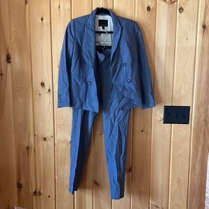 Blue Double-Breasted Suit Set